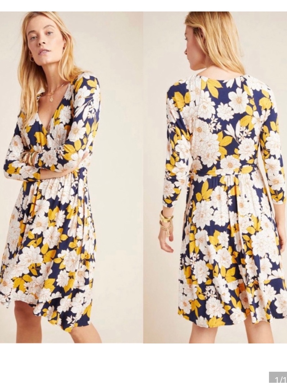 Maeve Anthropologie Angelique Floral Wrap Dress Large Stretch Cottagecore Office